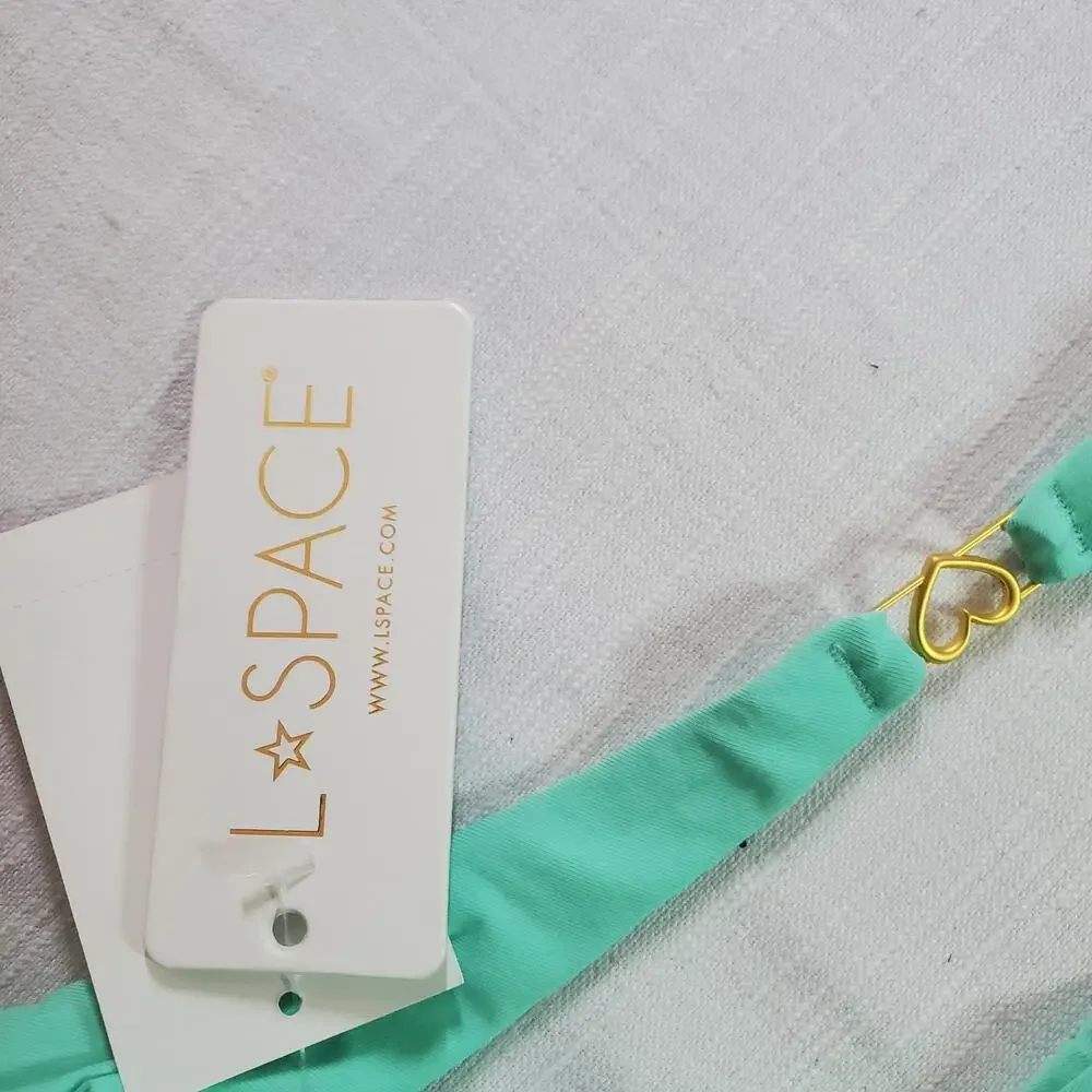 L*Space Monica Wise Mint Green Teal Bikini Bottom Swimsuit Small S Womens NWT
